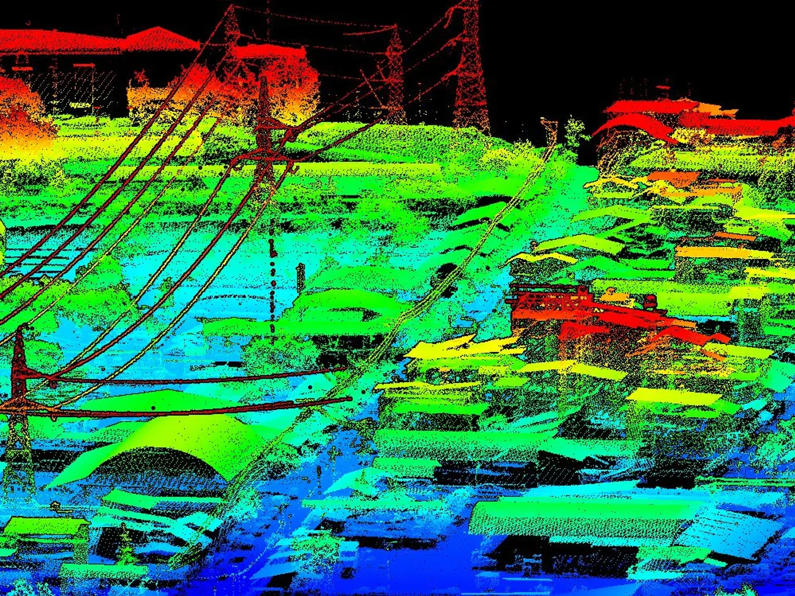 Nube de puntos y modelo BIM superpuestos sobre un terminal